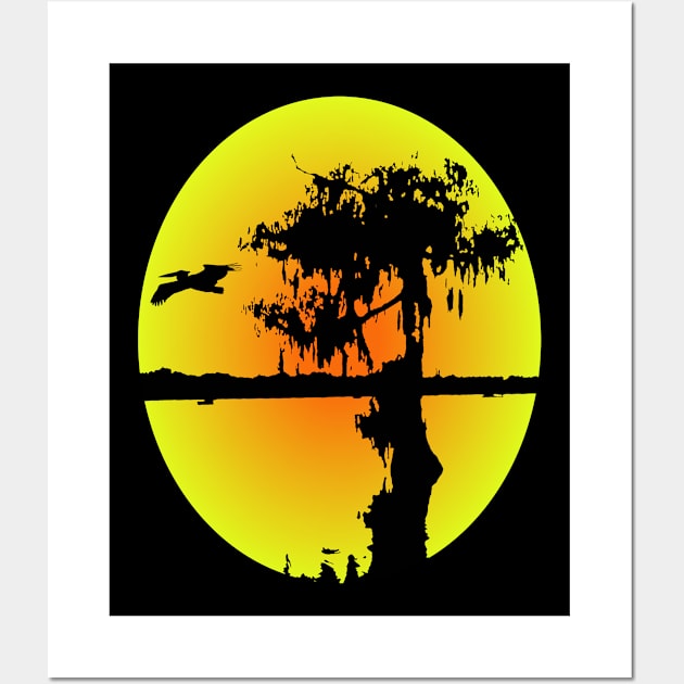 Trippy Swamp Silhouette Wall Art by slippery slope creations